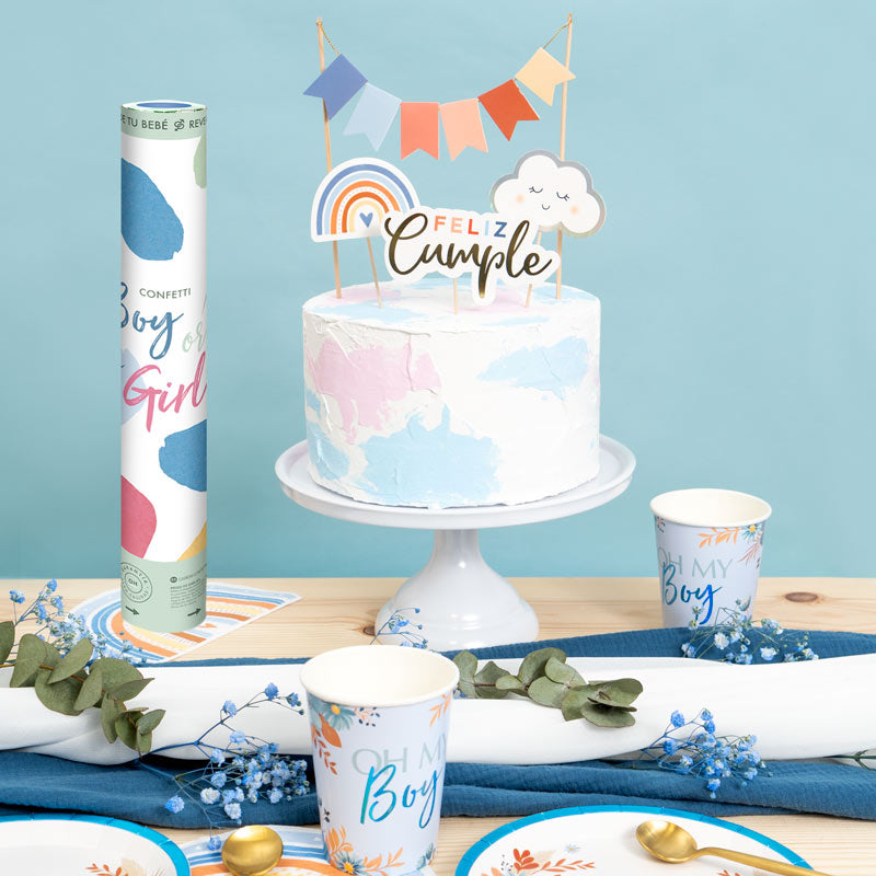 Topppers Cumple Boho Chic Azul Pastel