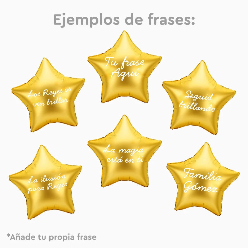 Globo Foil Estrella XL Azul  Personalizado Frase Vinilo Blanco
