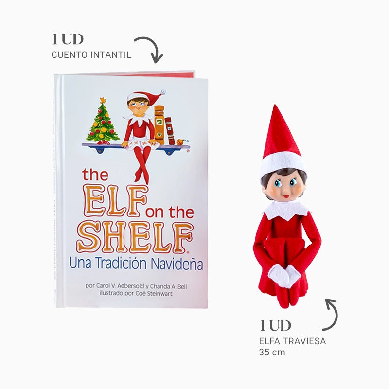 Poupée Elf Girl avec livre - l'elfe sur l'étagère