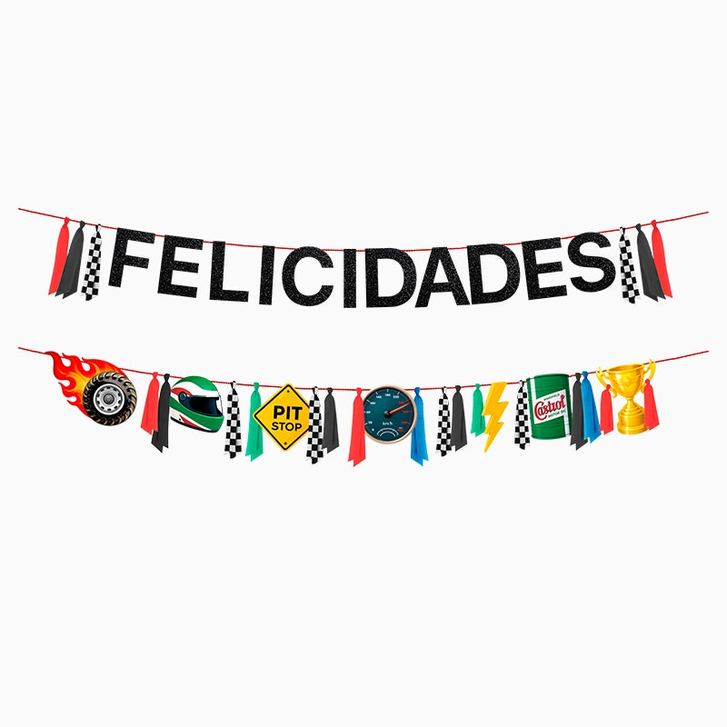 Guirnalda Doble Cartón 'Felicidades' Dragon Monster 4.10 m