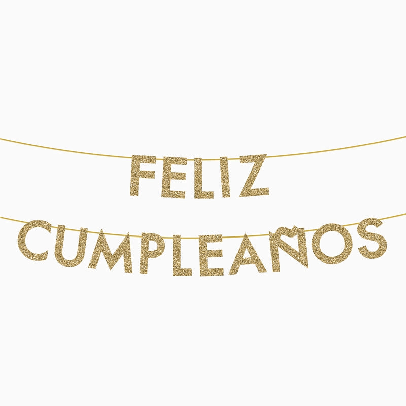 Goldglitzernde „Happy Birthday“-Girlande