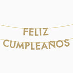 Guirlanda 'Feliz Aniversário' com glitter dourado