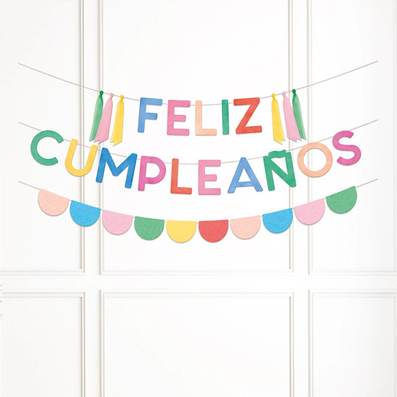 Guirlanda dupla de 'Feliz Aniversário' e balões de aniversário multicoloridos