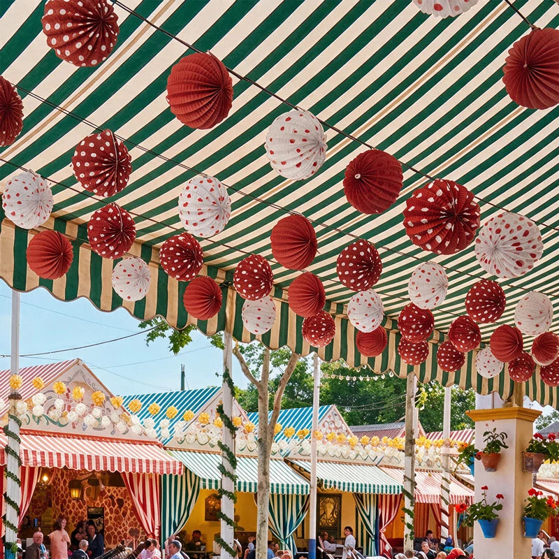 Inspiracion con Lanterne di carta rotonde Fair a pois bianchi Ø 21,5 cm Rosse