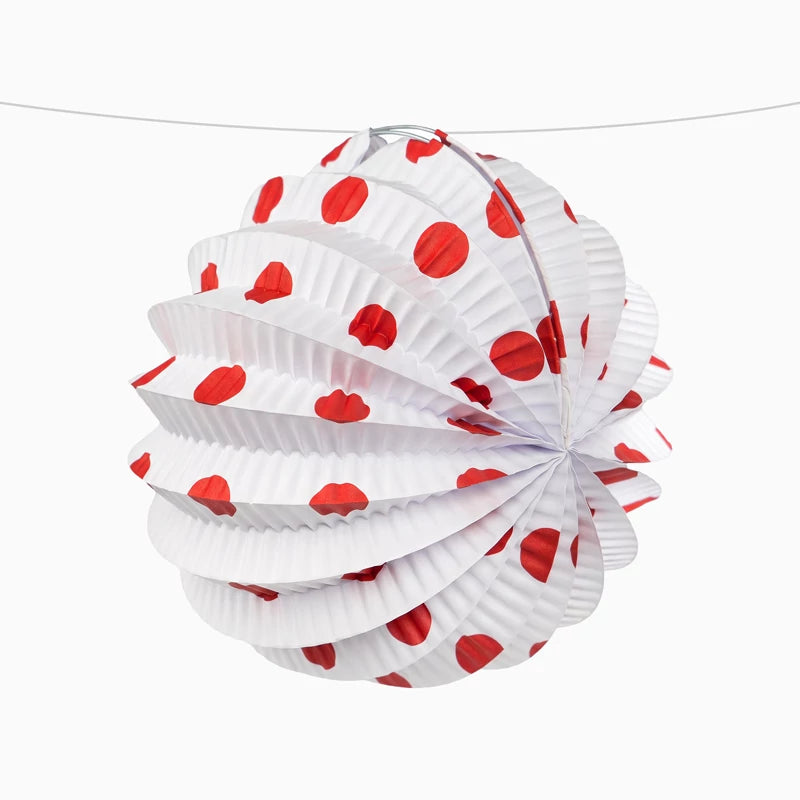 Lanterne di carta rotonde Fair a pois Ø 21,5 cm Rosse