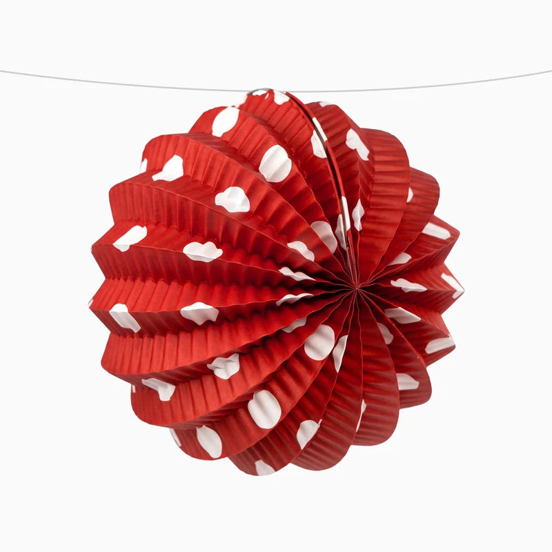 Lanterne di carta rotonde Fair a pois bianchi Ø 21,5 cm Rosse
