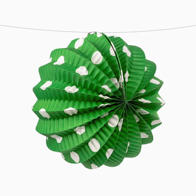 Lanterne di carta rotonde Fair White a pois Ø 21,5 cm Verde