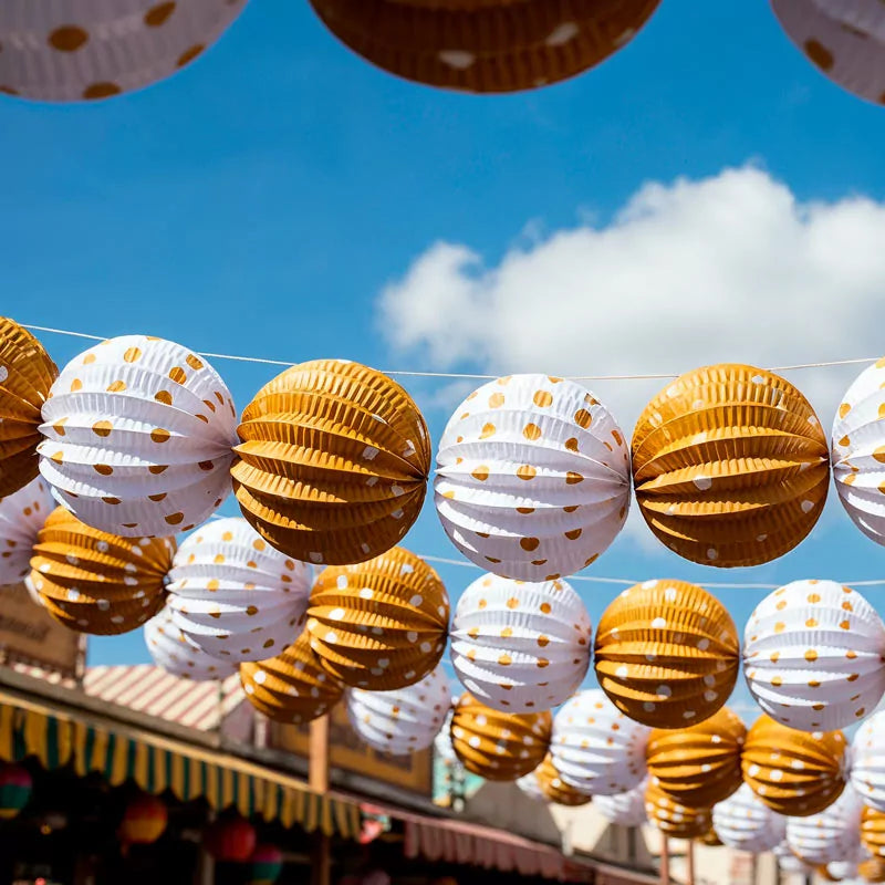 Farolillos Papel Redondo Lunares Feria Ø 21.5 cm Ocre