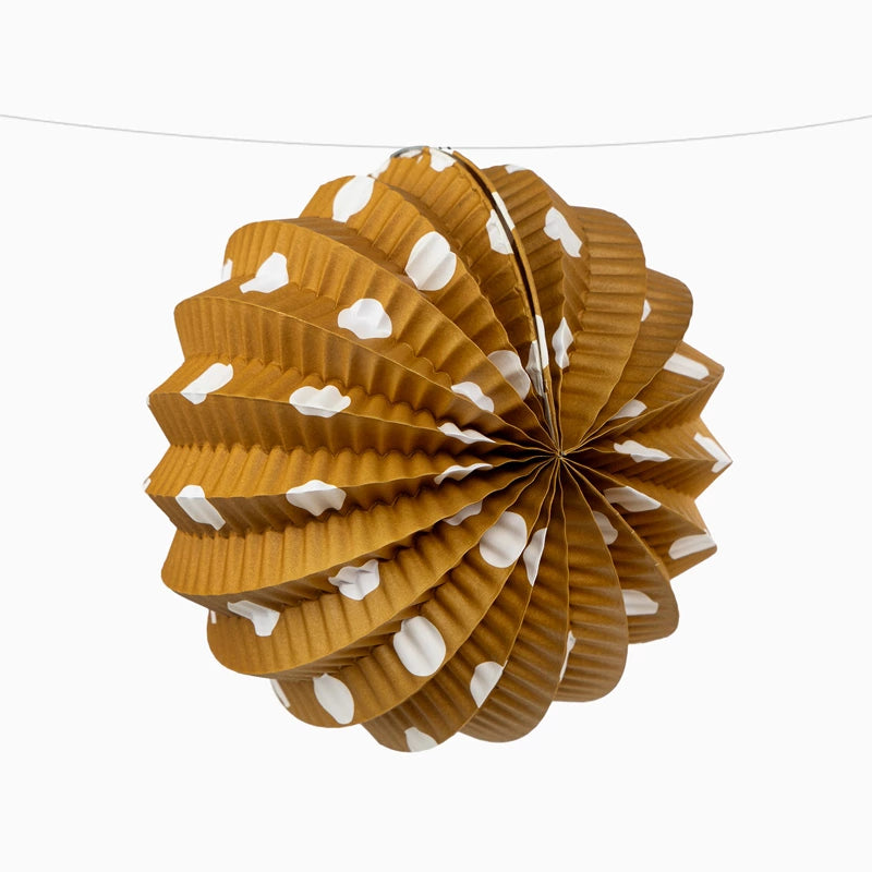 Farolillos Papel Redondo Lunares Blanco Feria Ø 21.5 cm Ocre