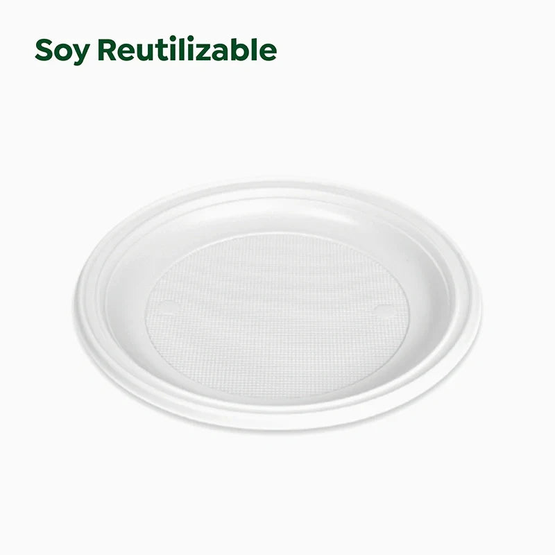 Reusable plastic plastic plastic plastic dish Ø 14 cm white (100 units)