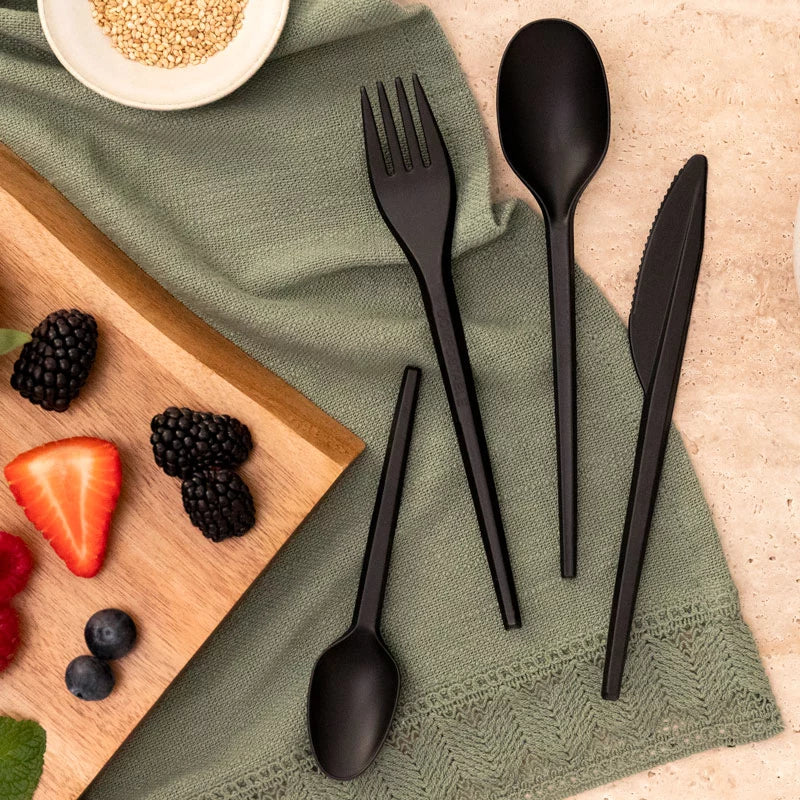 Tenedor CPLA Compostable Negro