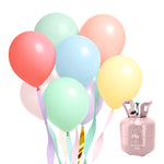 Ensemble de ballons en latex avec rubans en crêpe et bouteille d'hélium de 0,15 m3