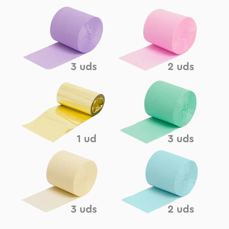 Decorative Ribbons Crepe Paper Pastel Colors