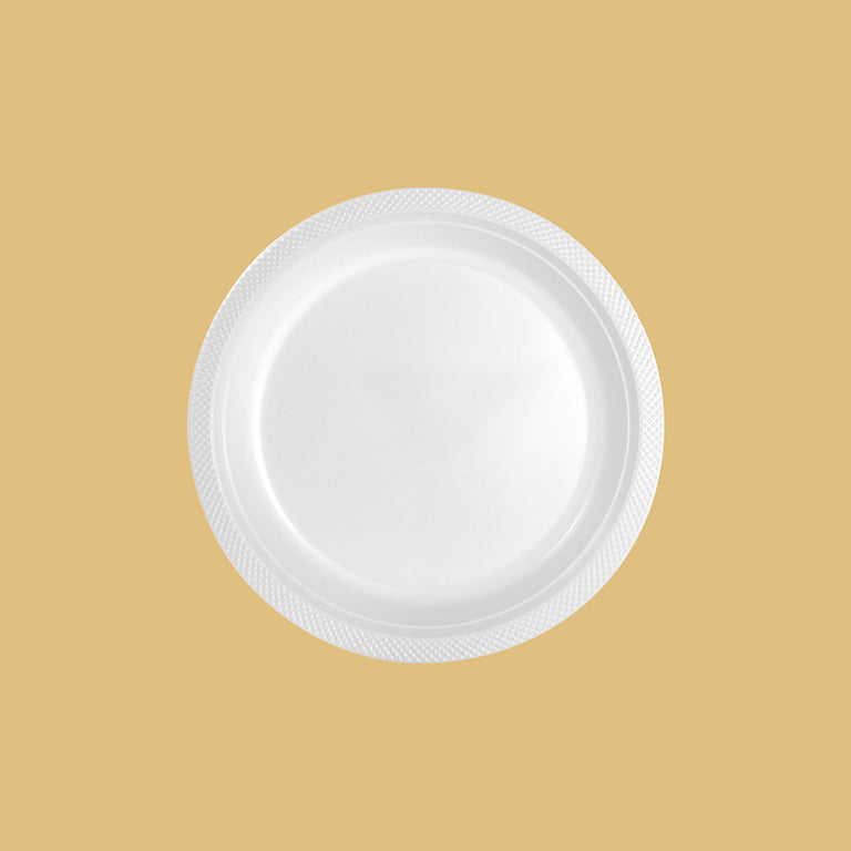 Round plastic plate Ø 22 cm white