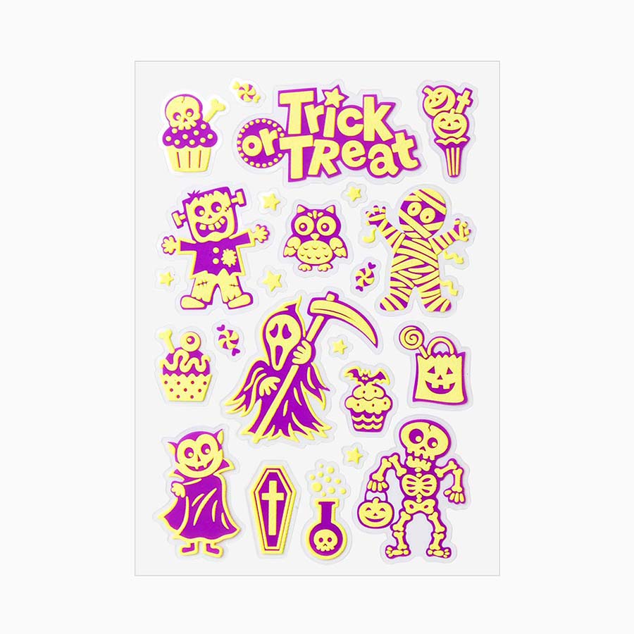 "Trick or Treat" stickers dark brightness