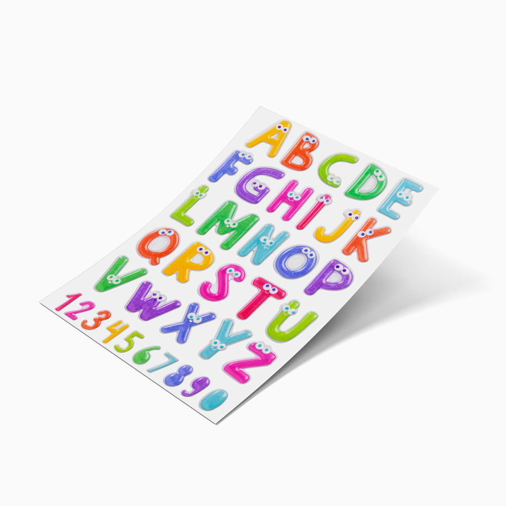 Stickers relieve letters and numbers