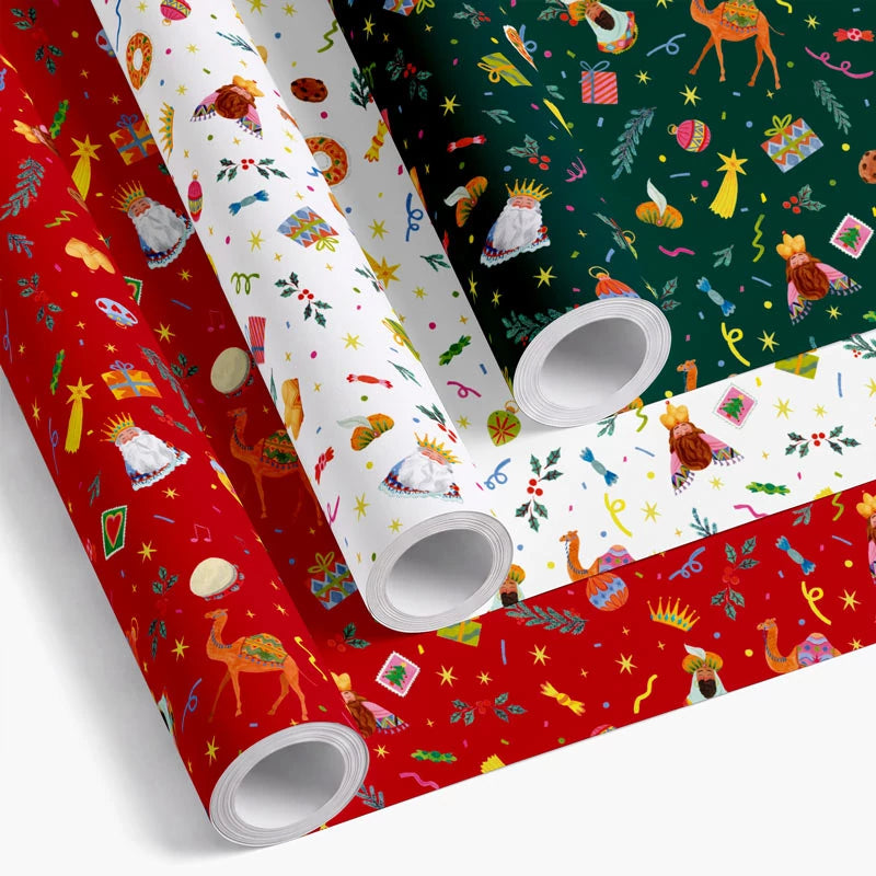 Papel de embrulho 70 cm x 2 m Noite dos Três Reis