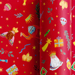 Papel de Regalo 70 cm x 2 m Rojo Noche de Reyes Magos