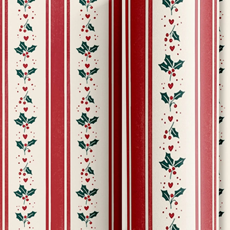 Papel de Regalo 70 cm x 2 m Acebo con Rayas Atelier del Regalo