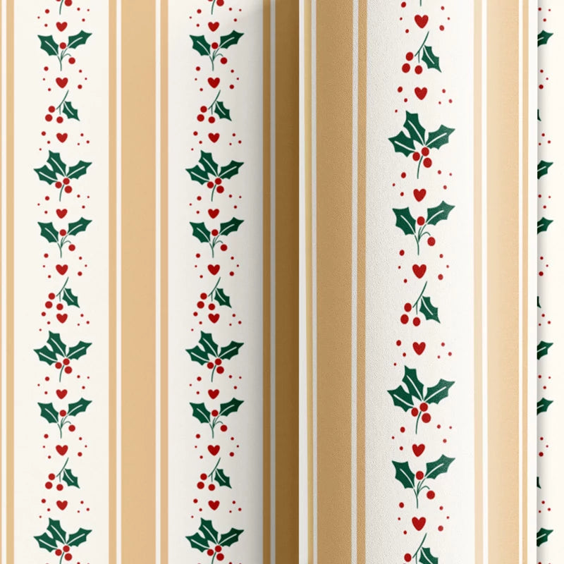 Papel de Regalo 70 cm x 2 m Acebo con Rayas Atelier del Regalo
