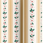 Rollo Papel de Regalo 70 cm x 2 m Acebo con Rayas Crema Atelier del Regalo