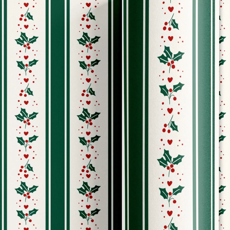 Papel de Regalo 70 cm x 2 m Acebo con Rayas Atelier del Regalo