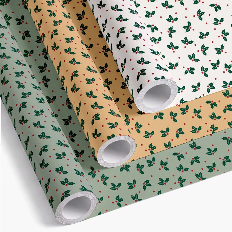 Gift Wrapping Paper 70 cm x 2 m Holly Gift Atelier