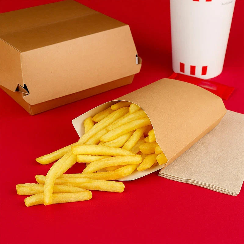 Caja Cartón Kraft para Snacks. Patatas y Mesas Dulces 13.5 x 9 x 17 cm