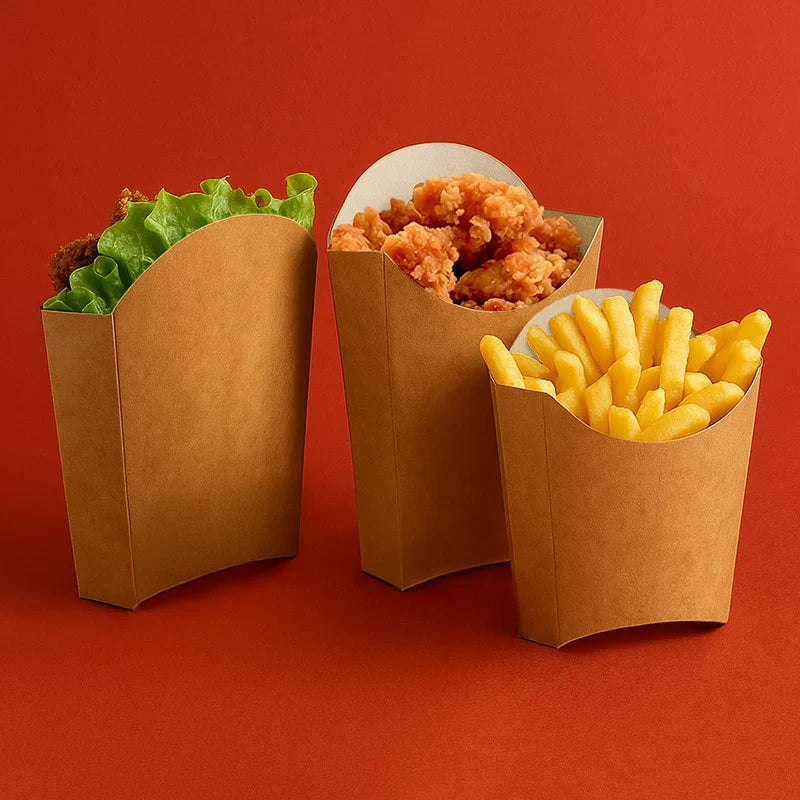 Caja Cartón Kraft para Snacks. Patatas y Mesas Dulces 13.5 x 9 x 17 cm
