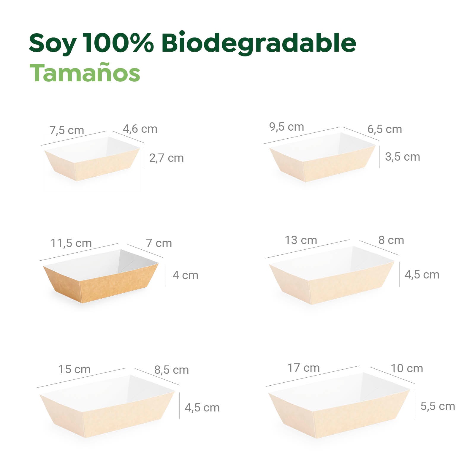 Barqueta Rectangular Cartón Kraft 11.5 x 7 x 4 cm - Take Away (100 uds)