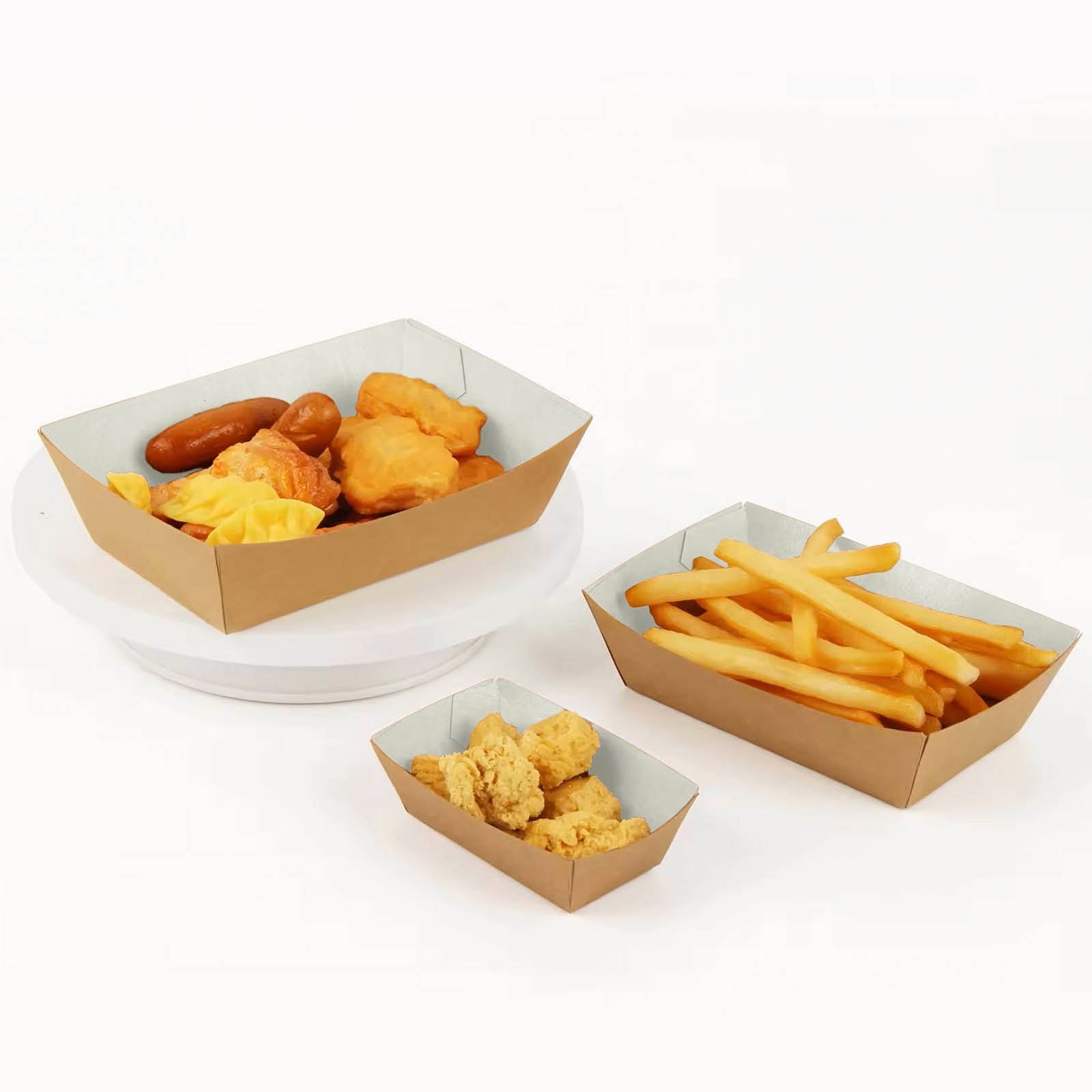 Barqueta Rectangular Cartón Kraft 13 x 8 x 4.5 cm - Take Away (100 uds)