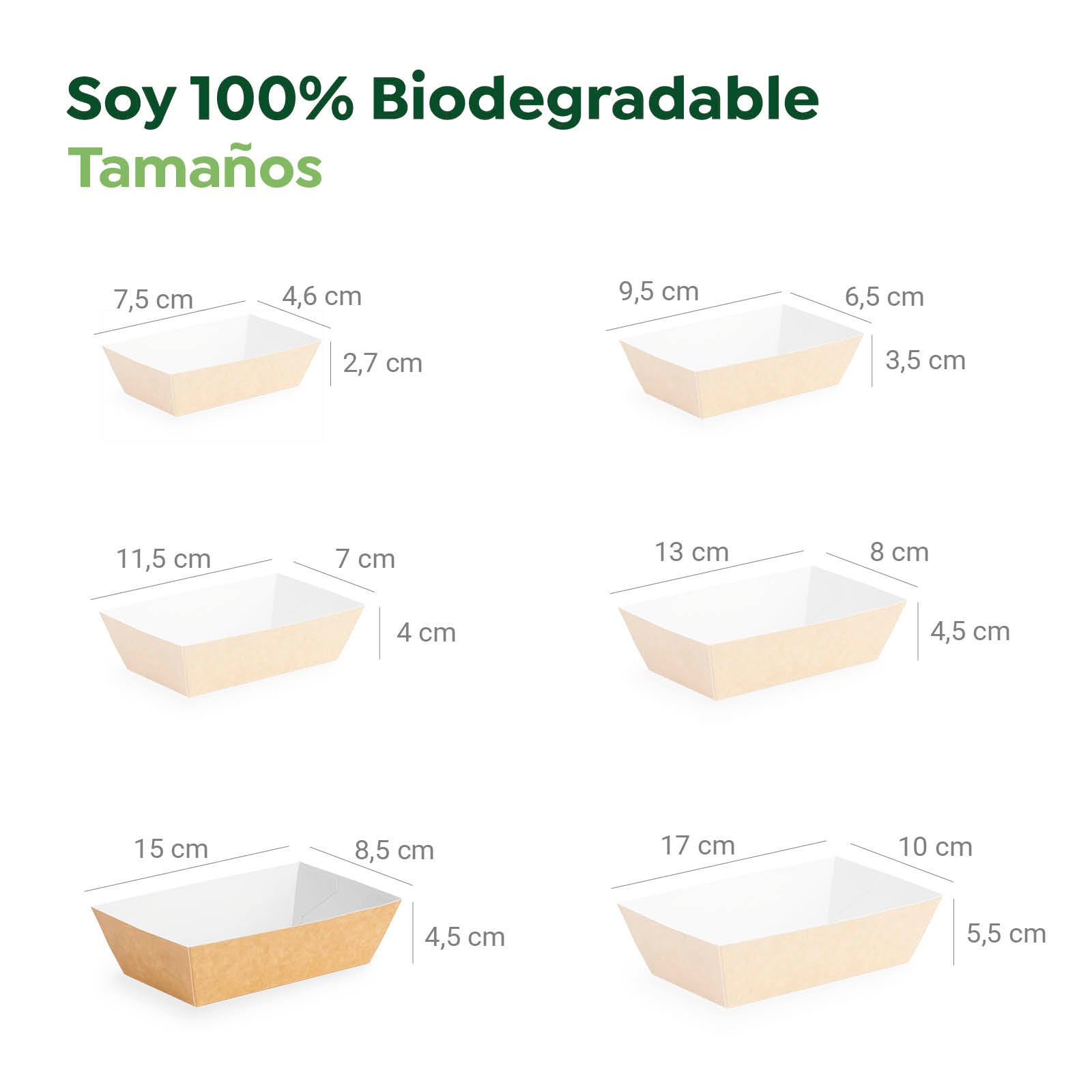 Barqueta Rectangular Cartón Kraft 15 x 8.5 x 4.5 cm - Take Away (100 uds)