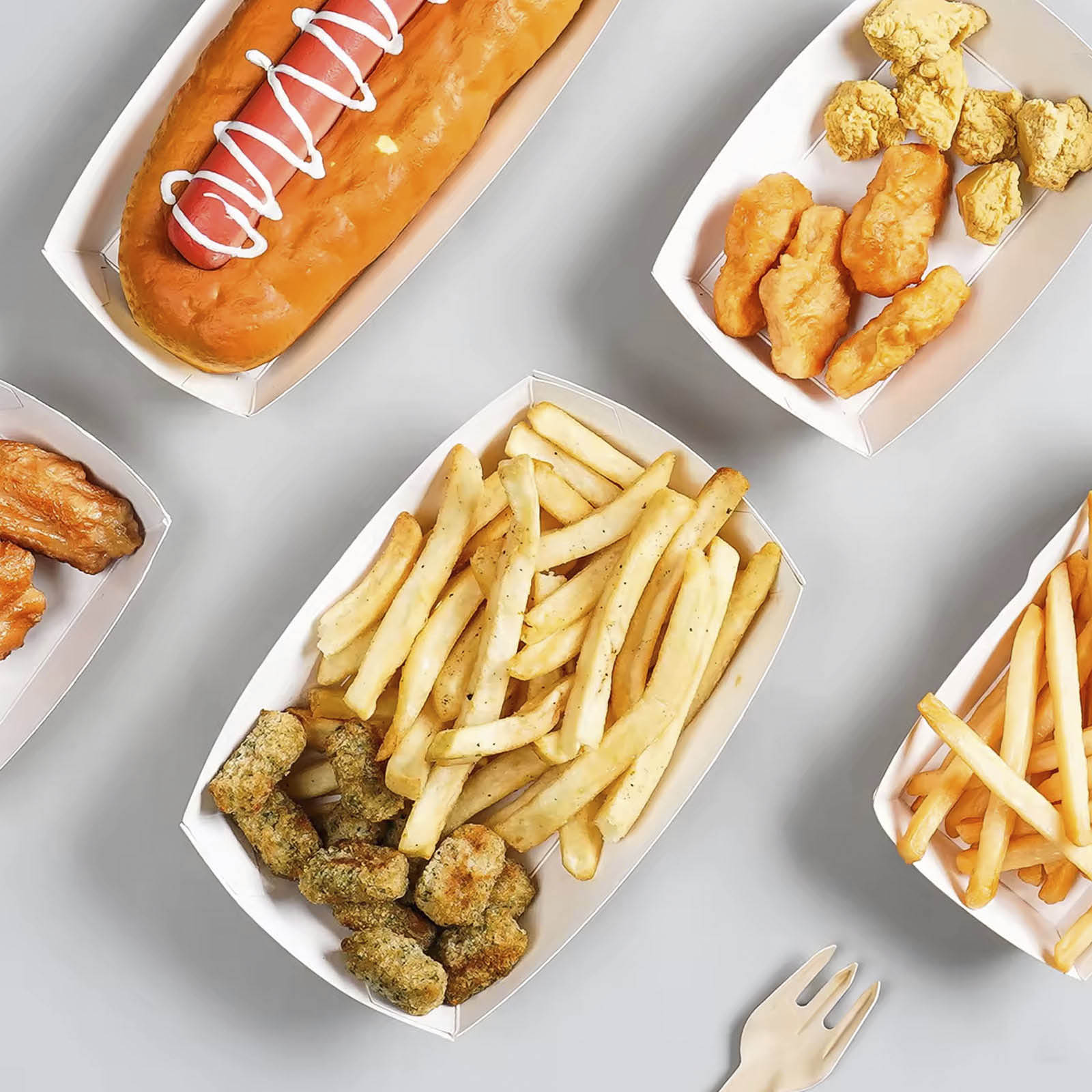 Barqueta Rectangular Cartón Kraft 15 x 8.5 x 4.5 cm - Take Away (100 uds)