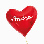 FOIL Balloon 45 cm Red Heart Personalized Name White Vinyl