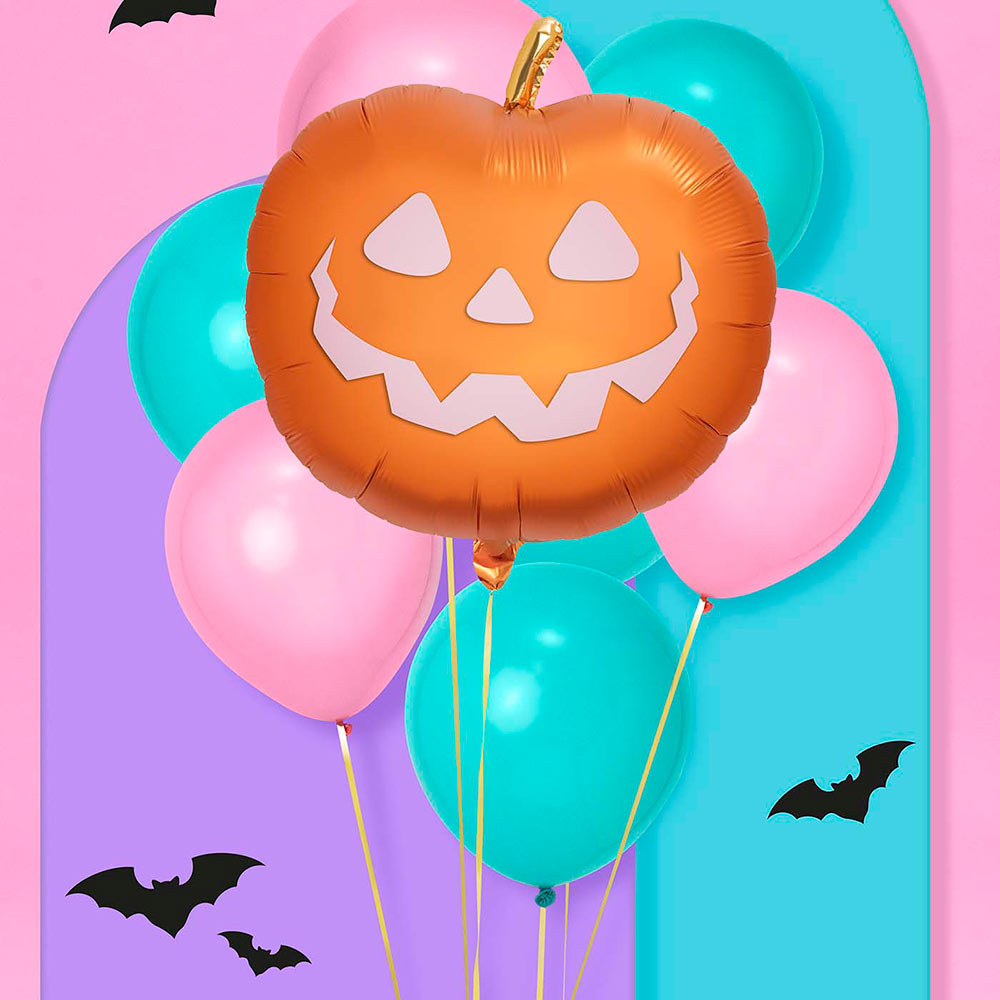 Set Decorazioni Halloween 62 Pezzi - Palloncini Foil Zucca, Bandierine, Palloncini Lattice, Per Feste Spaventose