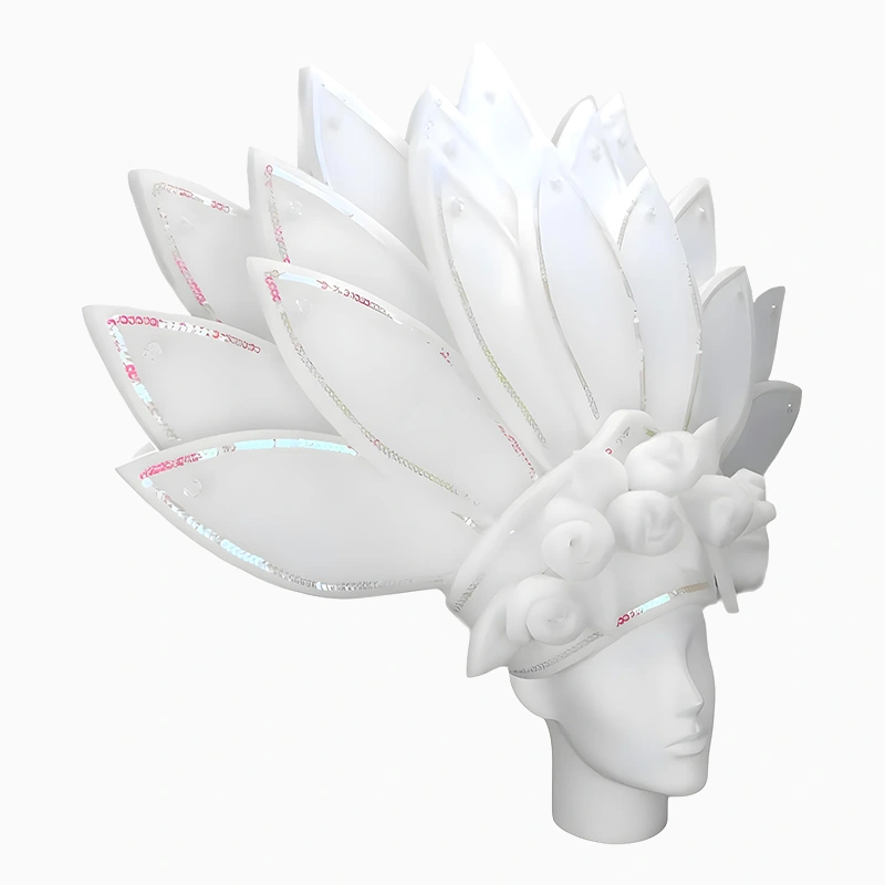 Giant foam rubber crown with white flowers and girlfriends