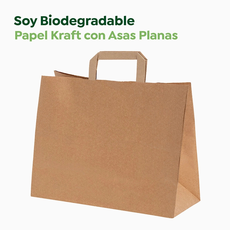 Kraftpapiertüte 40 x 12 x 32 cm, flacher Griff