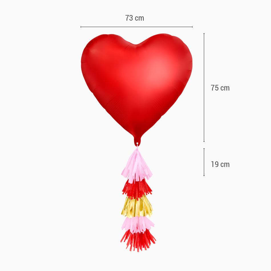 Globo Foil Corazón Rojo + Tassel Vertical