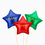 Set Globos Foil Estrella Nombres Reyes Magos