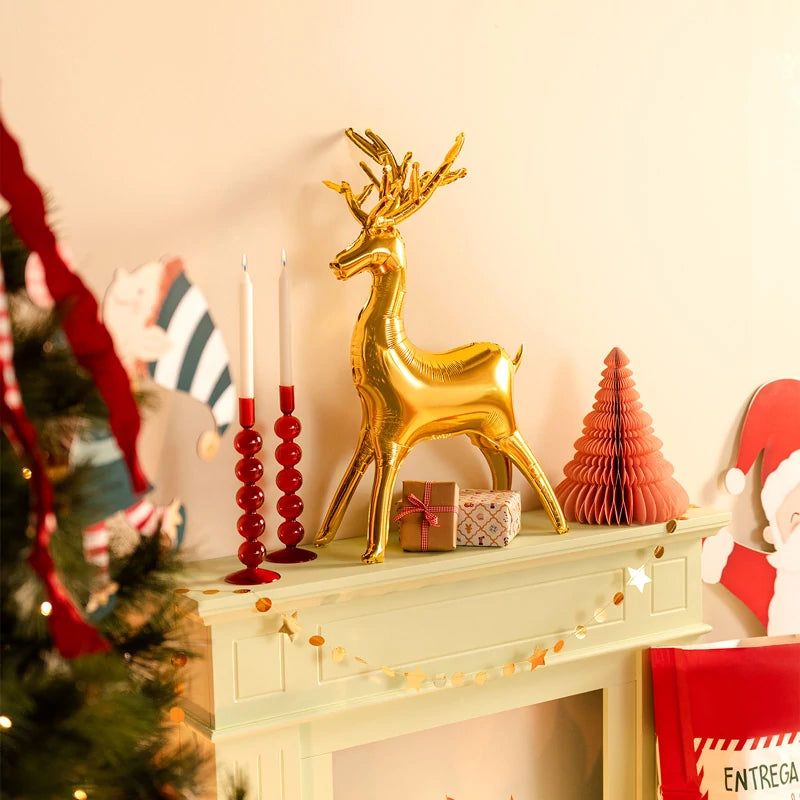 Inspiracion con Ballon mit 3D-Folienboden 50 x 80 cm Weihnachten Rentier Gold (kein Helium)