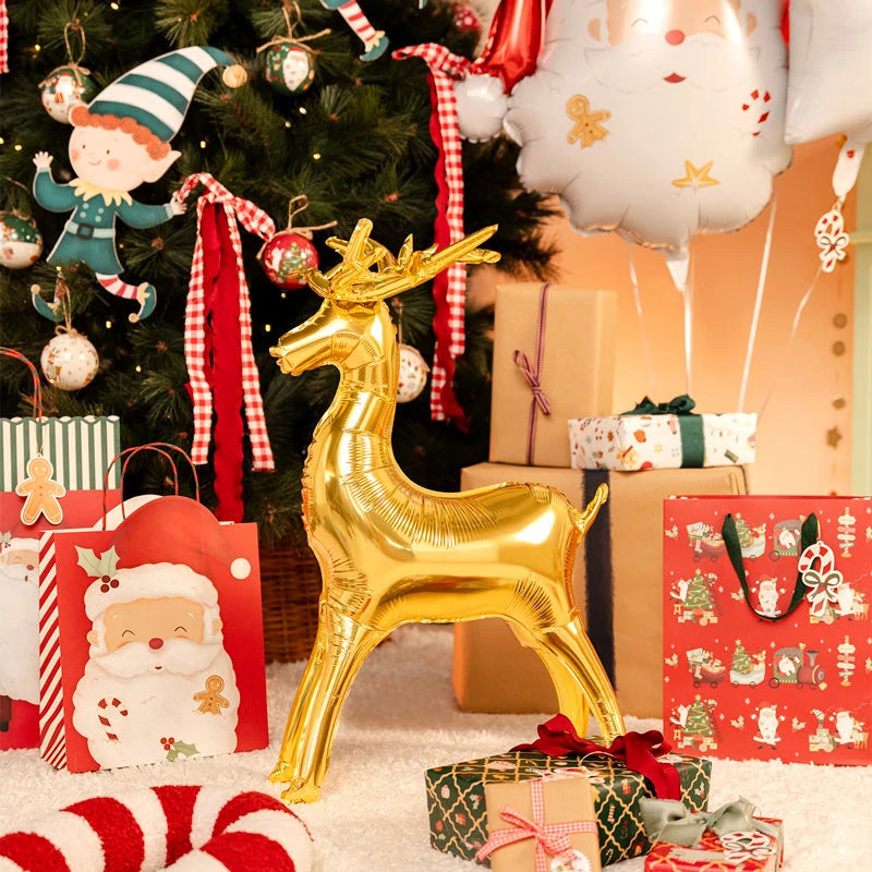 Inspiracion con Ballon mit 3D-Folienboden 50 x 80 cm Weihnachten Rentier Gold (kein Helium)