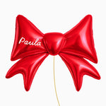 Globo Foil XXL Lazo Rojo Personalizado Nombre Vinilo Blanco