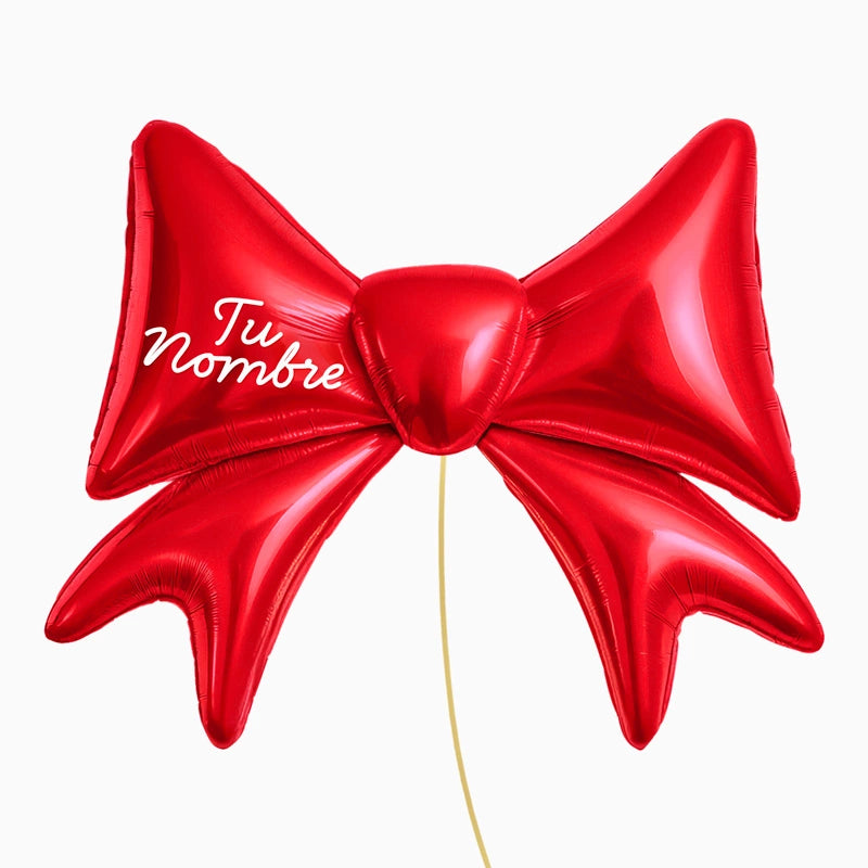 Globo Foil XXL Lazo Rojo Personalizado Nombre Vinilo Blanco