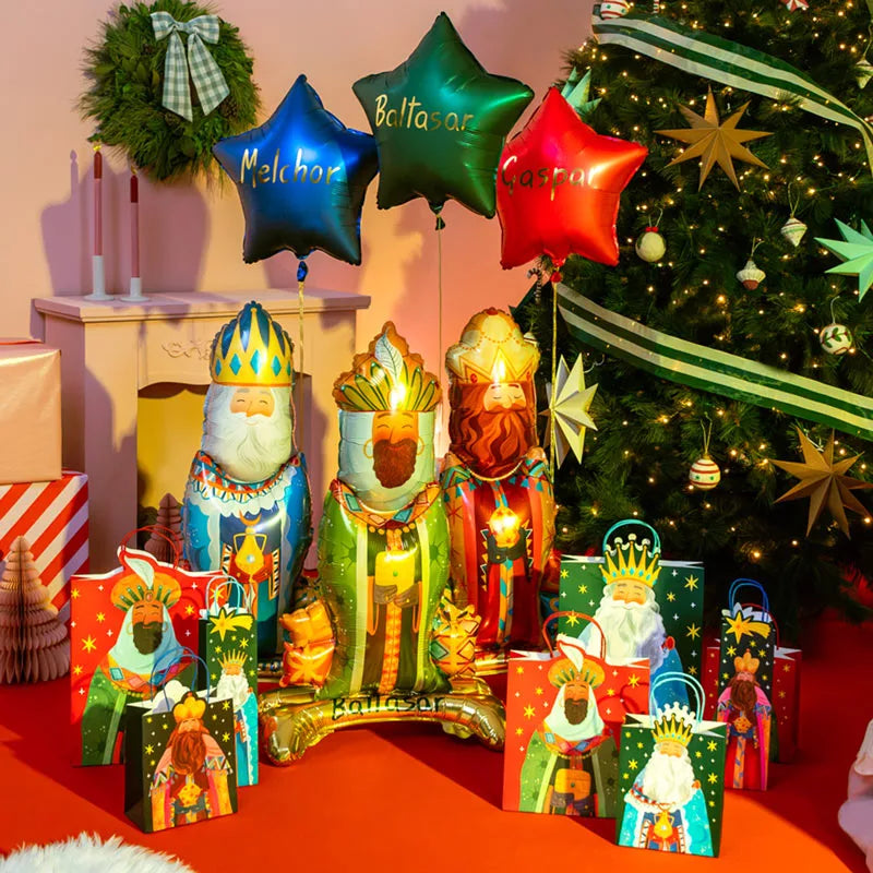 Set Globos Foil Estrella Nombres Reyes Magos