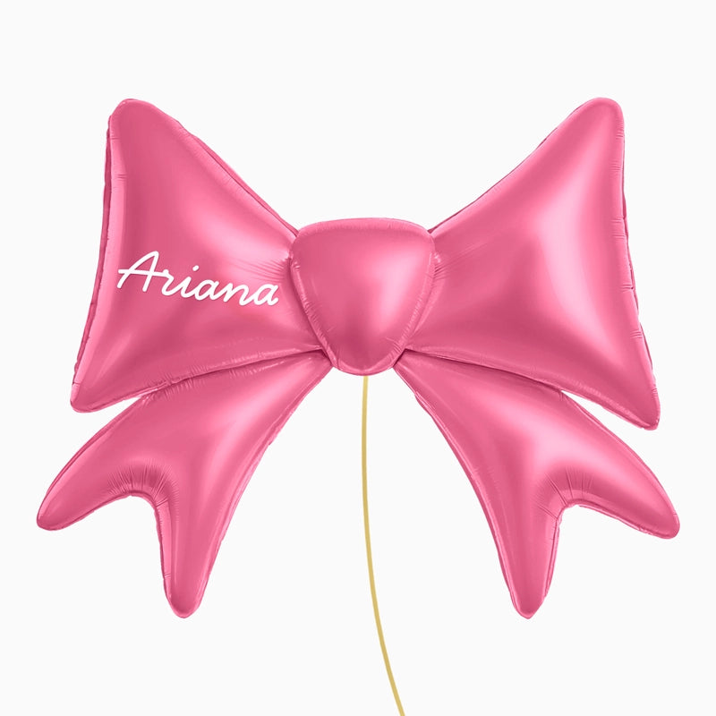 Globo Foil XXL Lazo Rosa Personalizado Nombre Vinilo Blanco