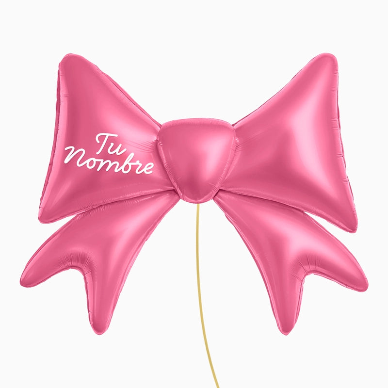 Globo Foil XXL Lazo Rosa Personalizado Nombre Vinilo Blanco