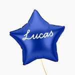 Globo Foil Estrella Azul Marino Personalizado Nombre Vinilo Blanco