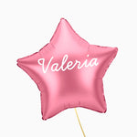 Globo Foil Estrella Rosa Personalizado Nombre Vinilo Blanco
