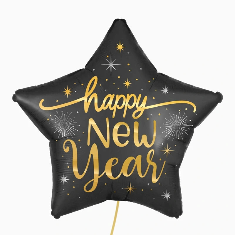 Globo Foil Estrella 91 cm XL 'Happy New Year' Negro