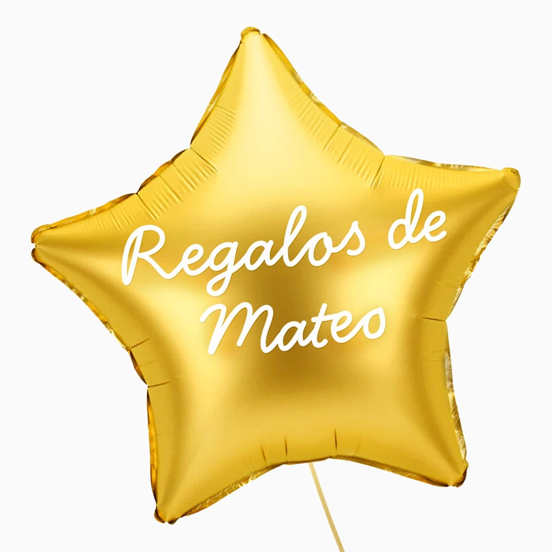 Globo Foil Estrella XL Oro Personalizado Frase Vinilo Blanco